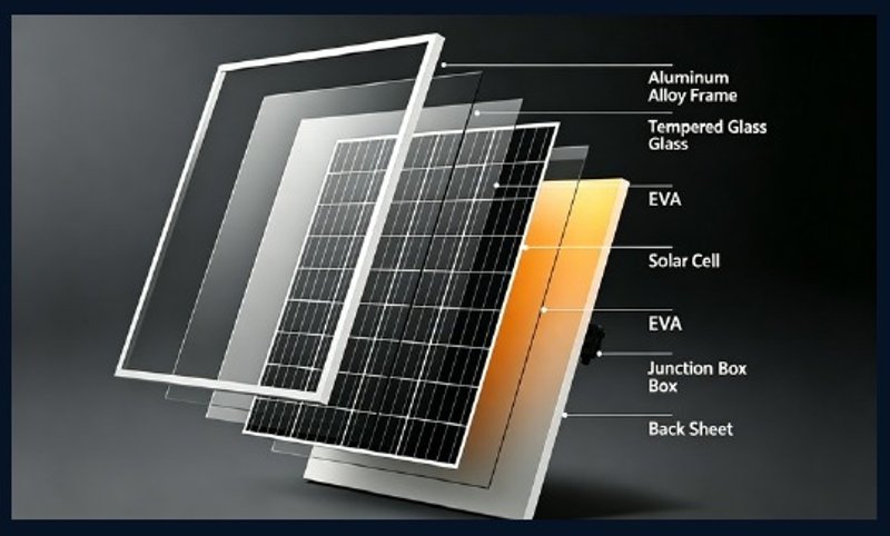 PV module cross-section diagram